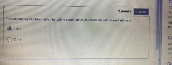 CI ht 2 points Saved 1/ act Crowdsourcing has