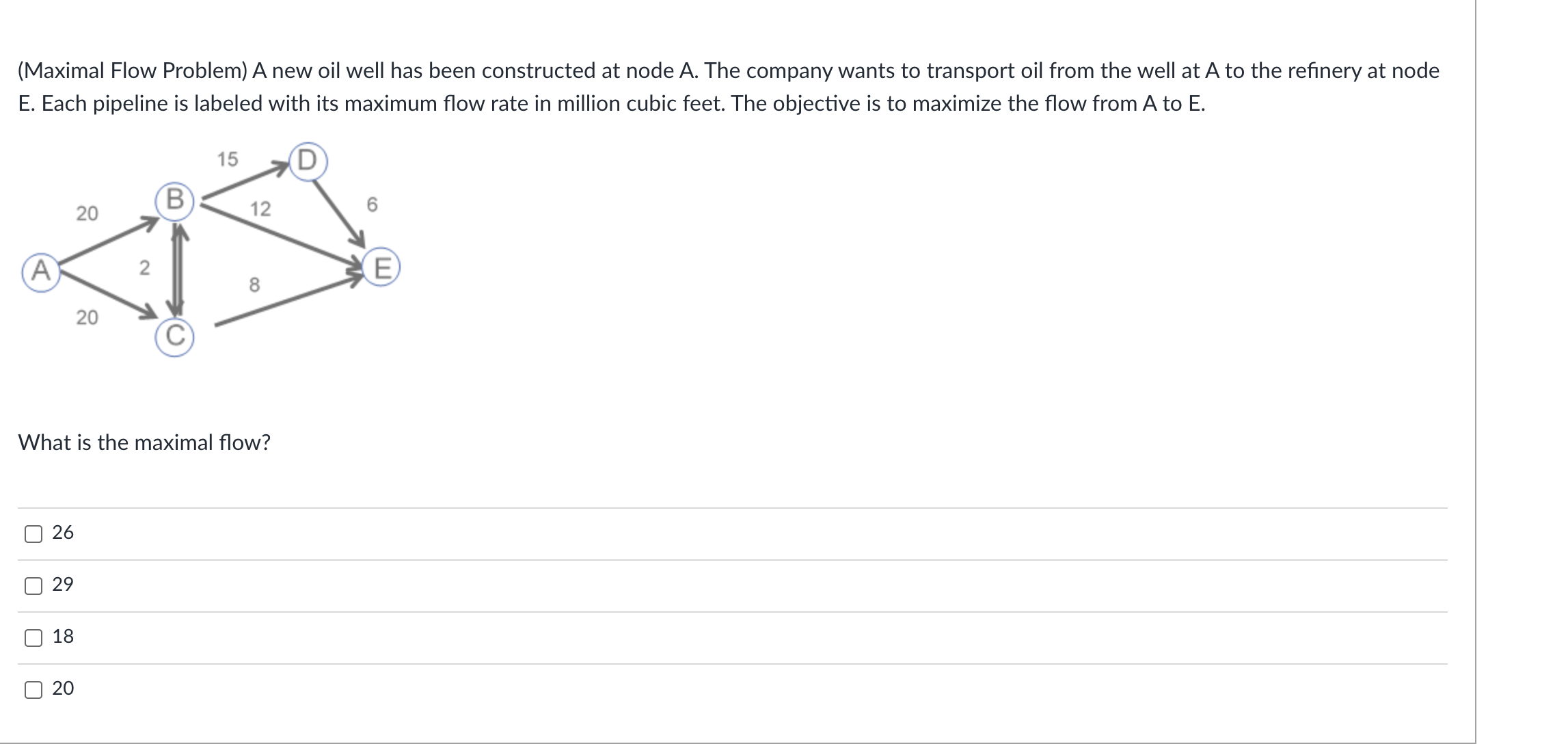 (Maximal Flow Problem) A new oil well has been