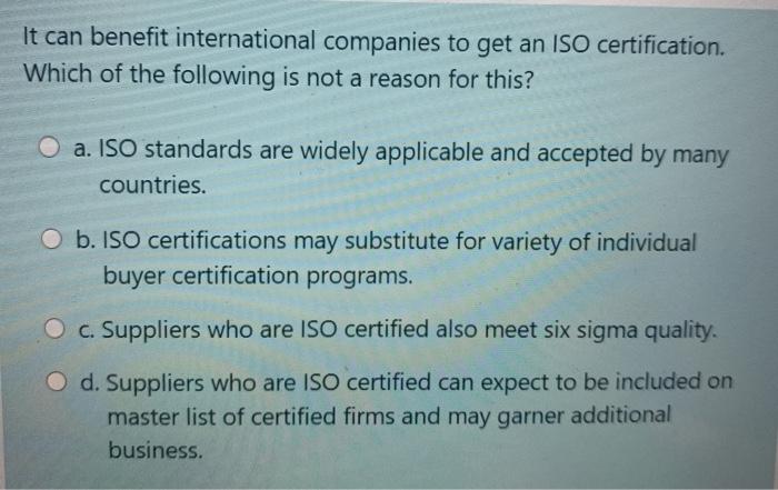 An essential requirement of products is that they