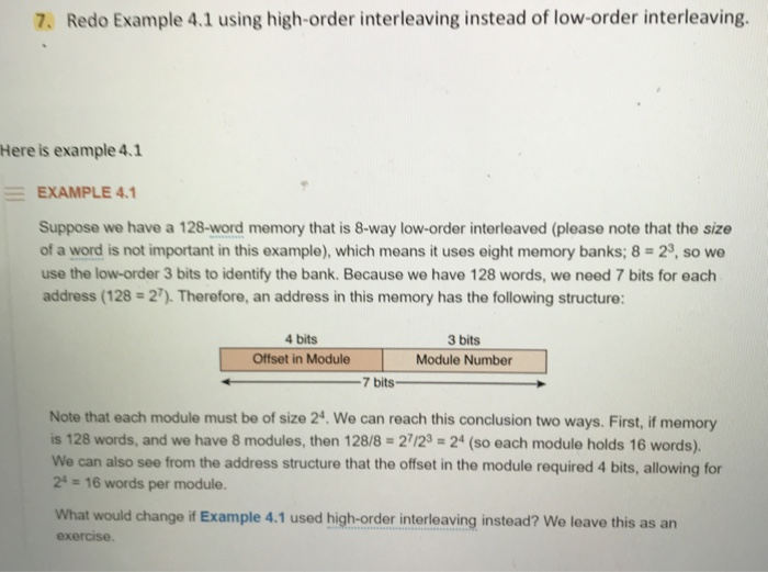 7. Redo Example 4.1 using high-order interleaving