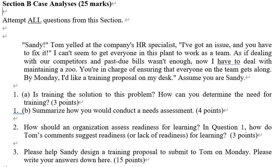 Section B Case Analyses (25 marks) Attempt ALL
