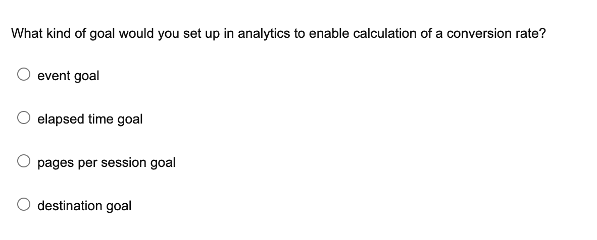 What kind of goal would you set up in analytics