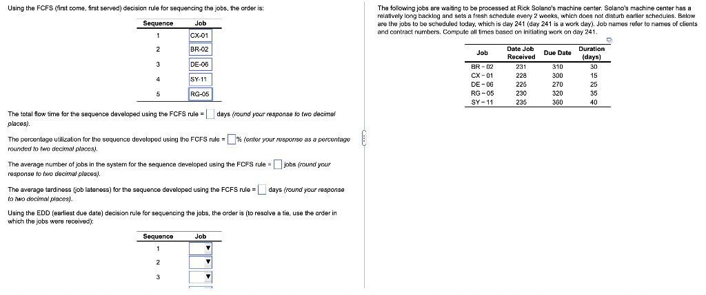 Using the FCFS (first come, first served)