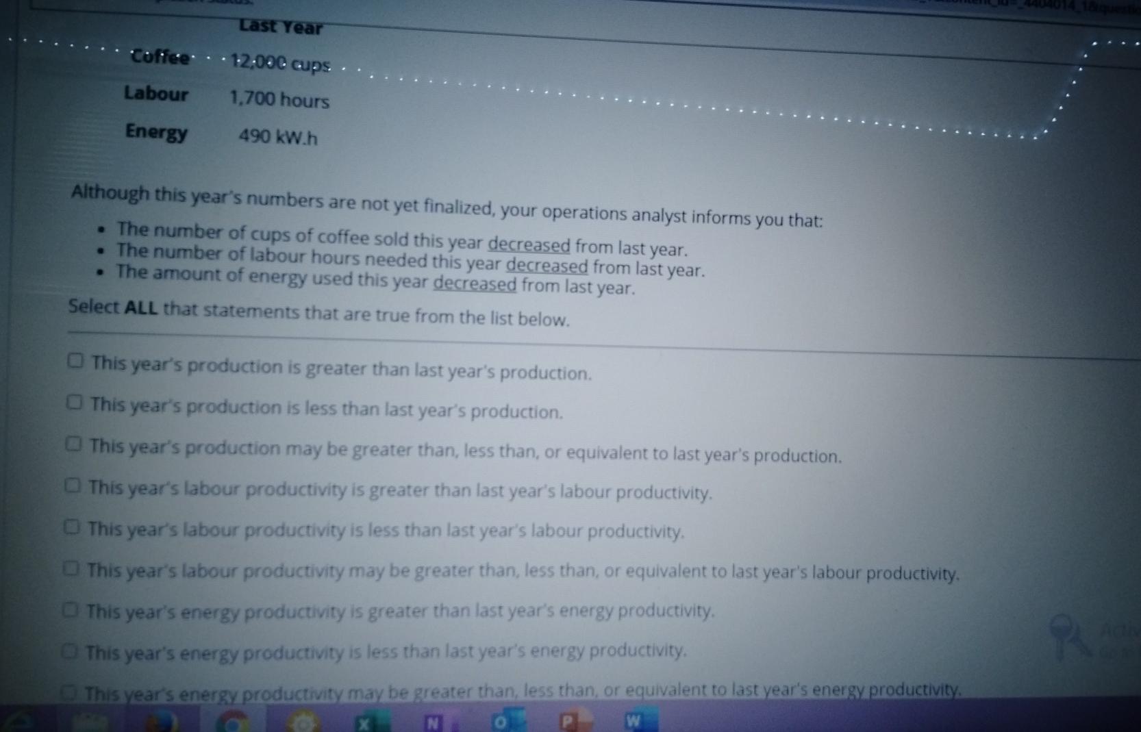 Last Year de... 12,000 cups Labour 1.700 hours