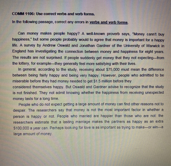 COMM 1106: Use correct verbs and verb forms. In