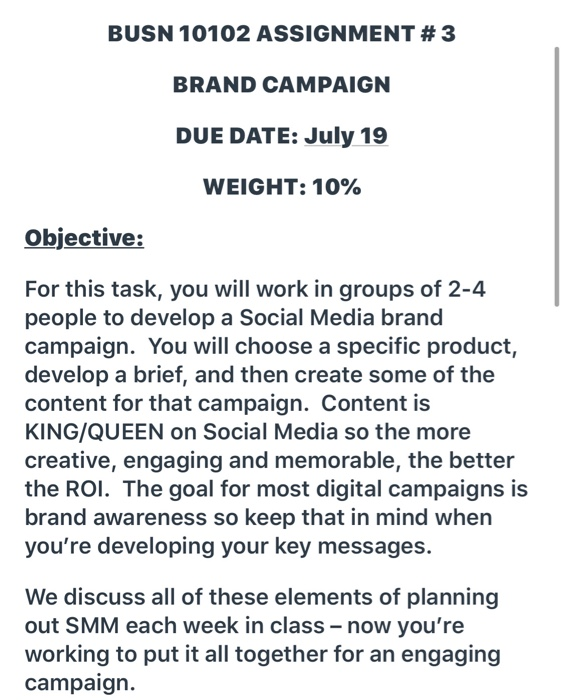 question 3 presentation BUSN 10102 ASSIGNMENT # 3