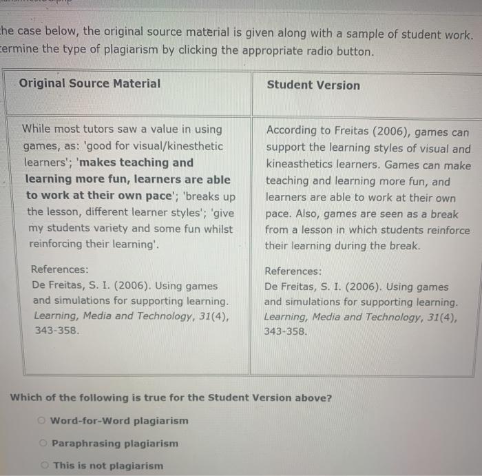 che case below, the original source material is