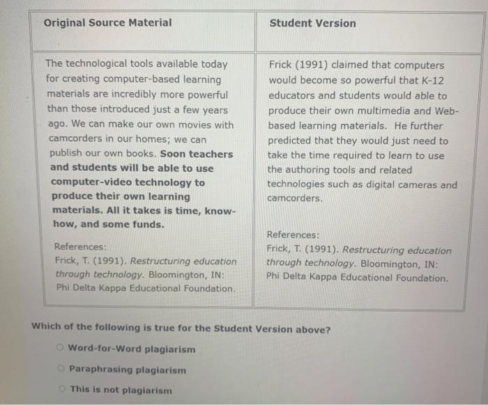 che case below, the original source material is