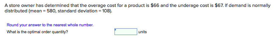A store owner has determined that the overage