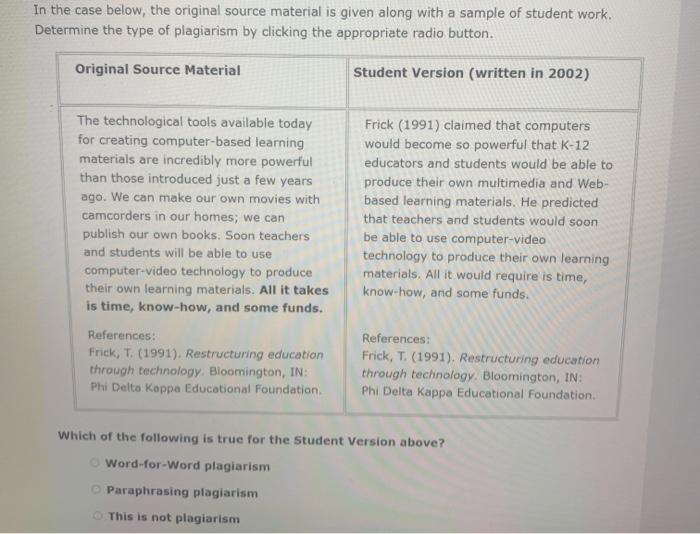 che case below, the original source material is