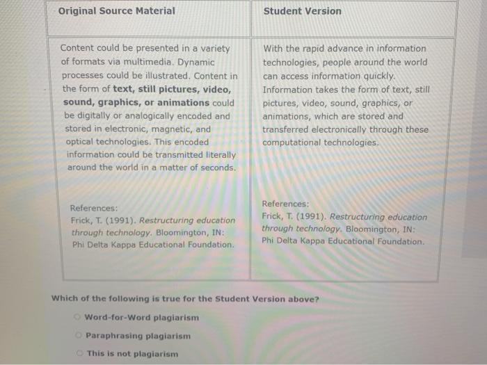 che case below, the original source material is