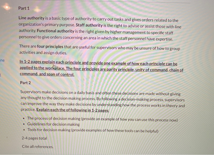 Part 1 Line authority is a basic type of