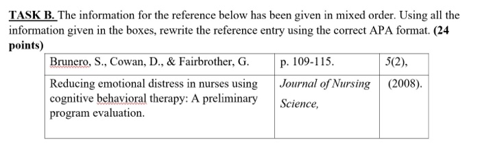 TASK B. The information for the reference below