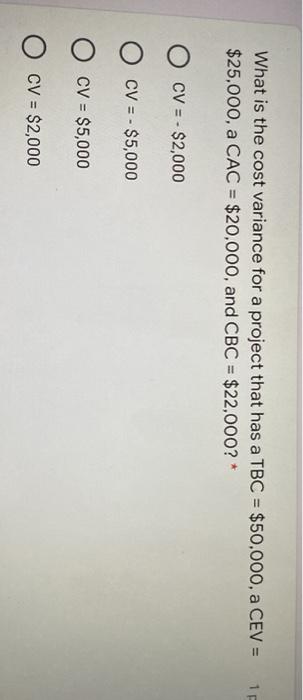 What is the cost variance for a project that has