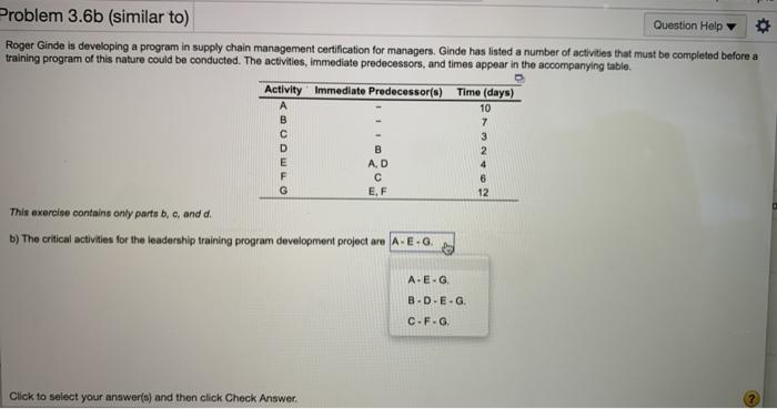 Problem 3.6b (similar to) Question Help Roger