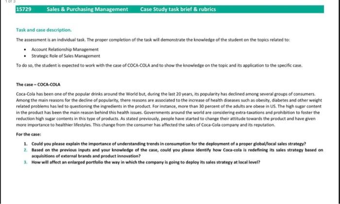 Write a 2000 words case study 15729 Sales &