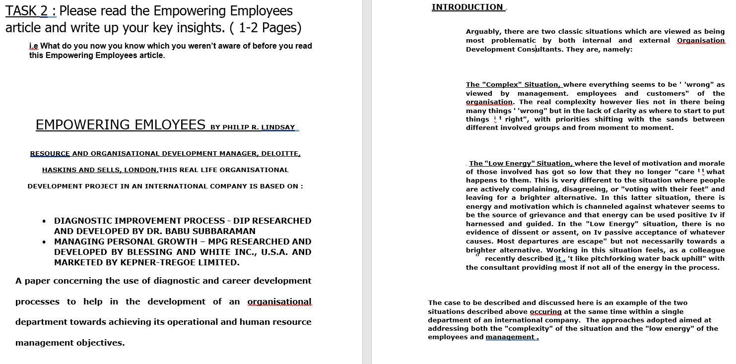 TASK 2: Please read the Empowering Employees