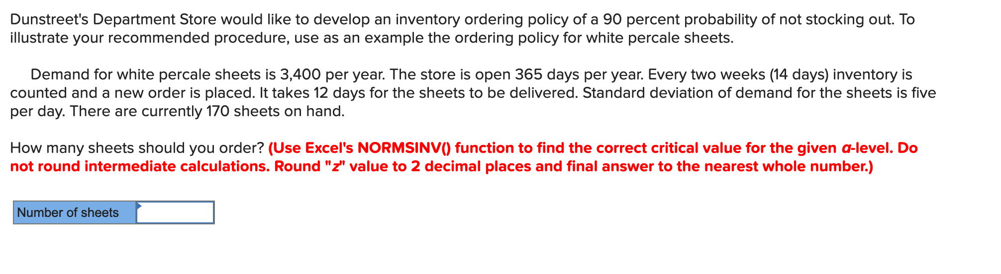 Dunstreet's Department Store would like to