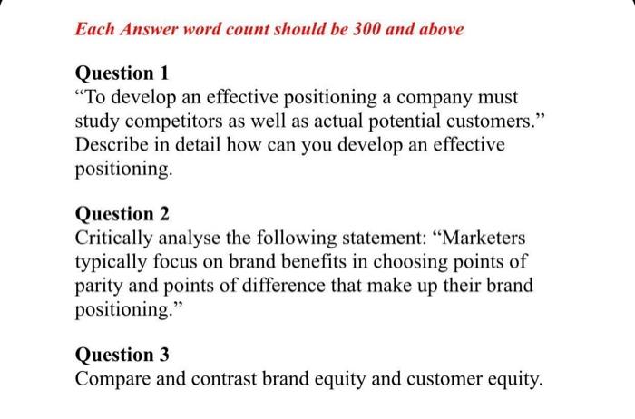 Each Answer word count should be 300 and above