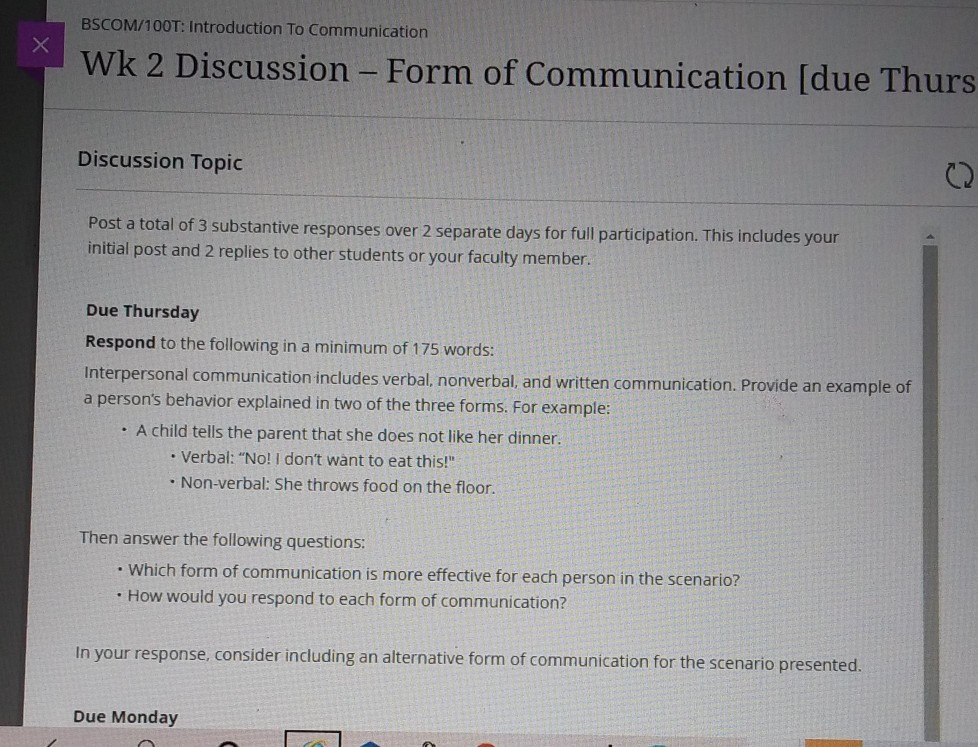 BSCOM/100T: Introduction To Communication X Wk 2