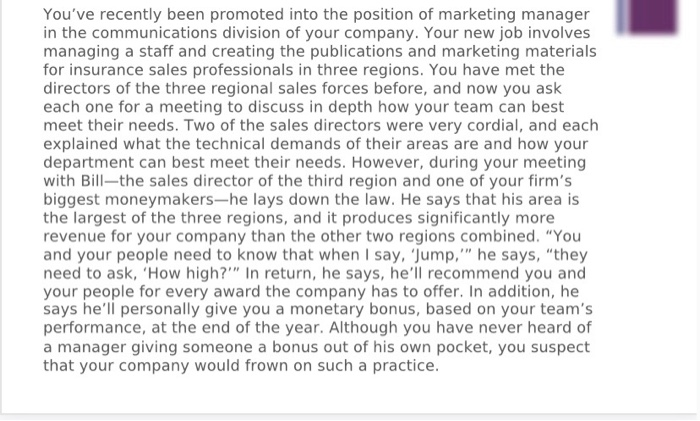 You've recently been promoted into the position