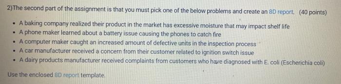 2)The second part of the assignment is that you