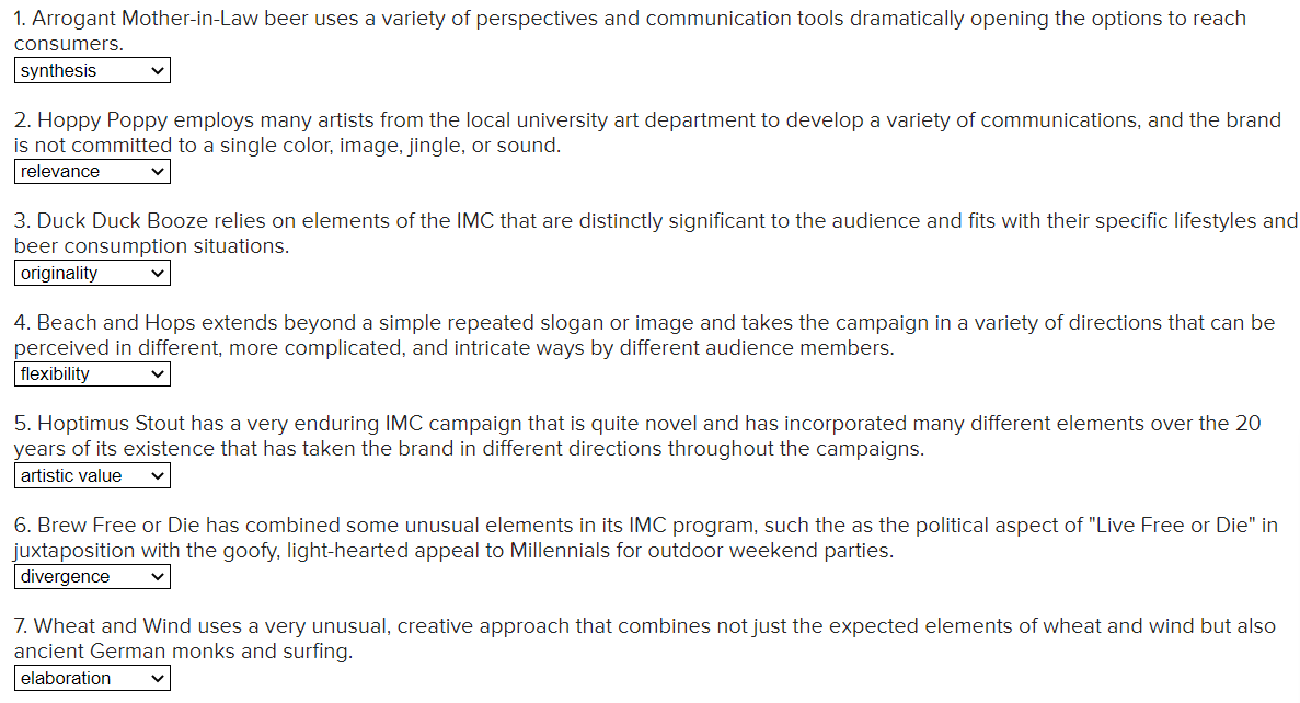 Question 5 1. Arrogant Mother-in-law beer uses a