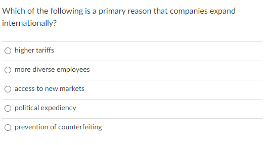 Which of the following is a primary reason that