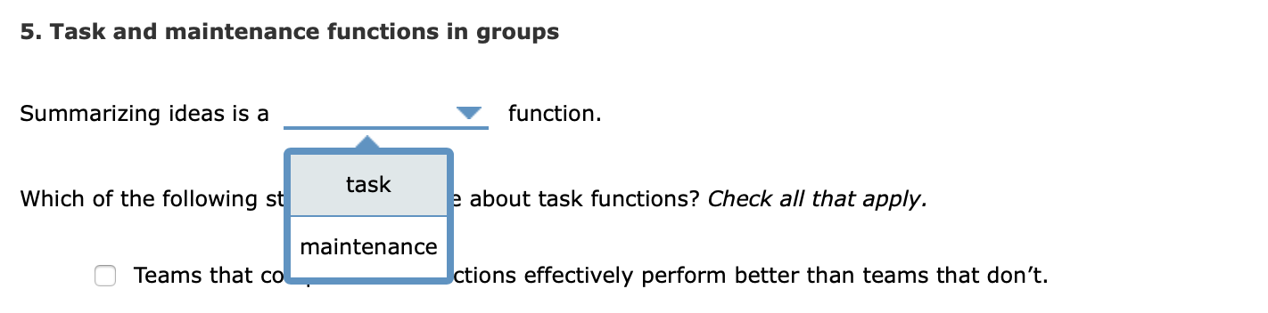 5. Task and maintenance functions in groups