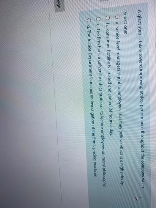 A giant step is taken toward improving ethical