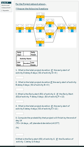 |i1 For the Project network shown. --Answer the