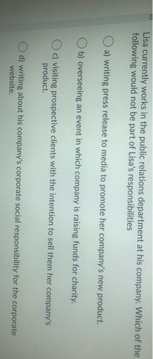 Lisa currently works in the public relations