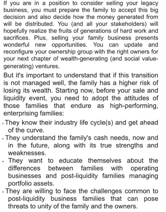 Managing the Family Business: Preparing to Sell