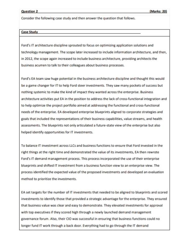 Question 2 (Marks: 20) Consider the following