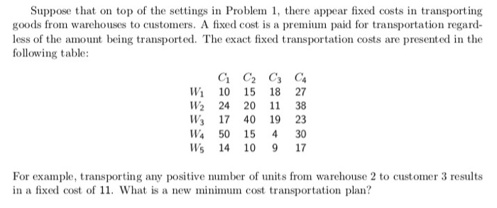 A company needs to solve the following small
