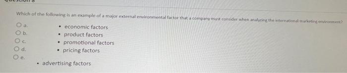 Which of the following is an example of a major