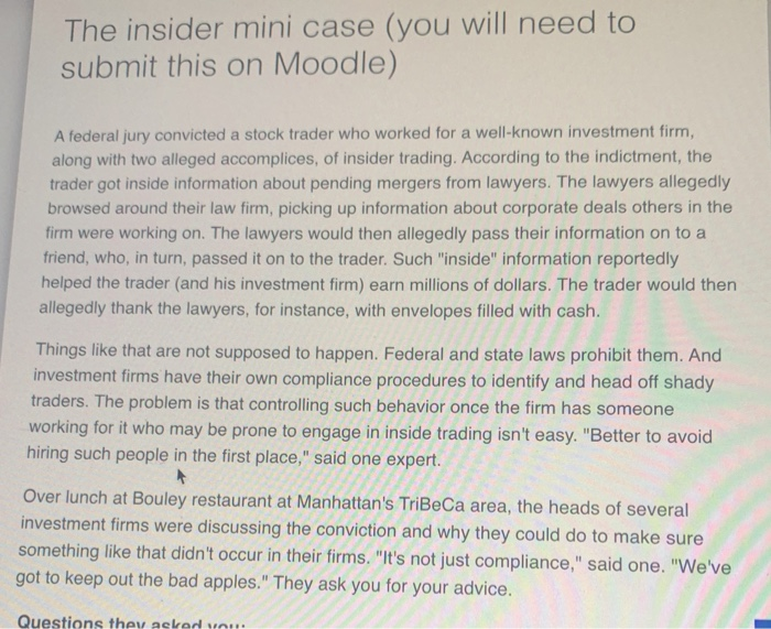 The insider mini case (you will need to submit