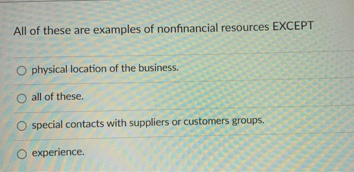 All of these are examples of nonfinancial