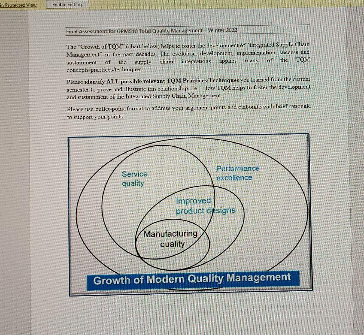I need the full answer abou 500 words TQM (Total