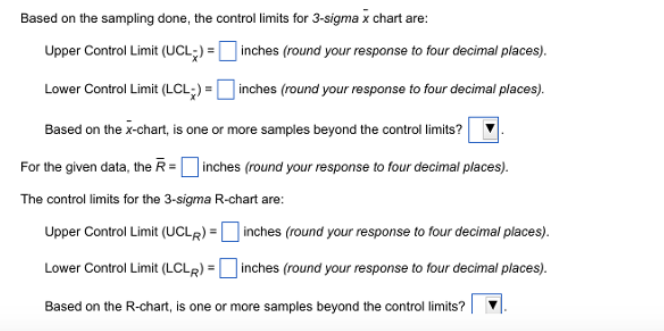 Twelve samples, each containing five parts, were
