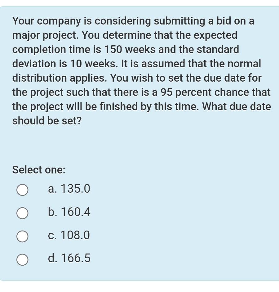 Your company is considering submitting a bid on a