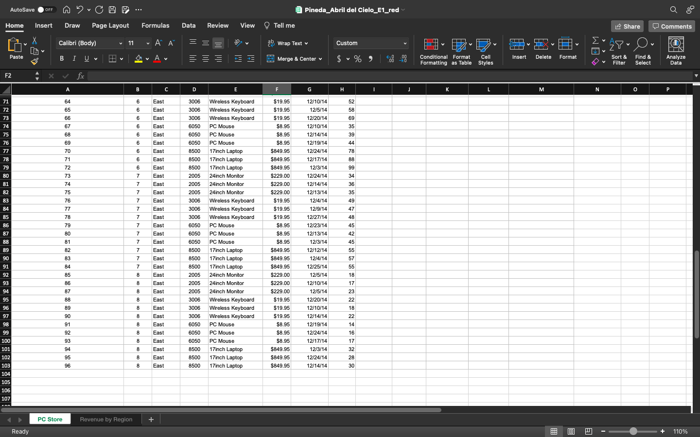 Bus299: Excel To be answered using appropriate