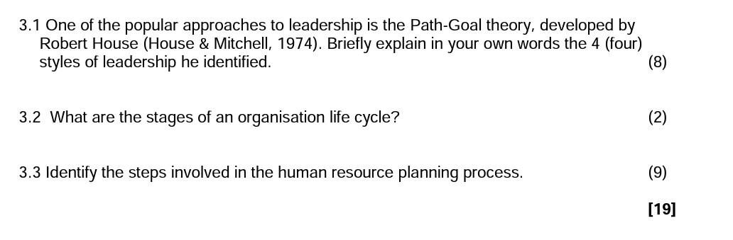 3.1 One of the popular approaches to leadership