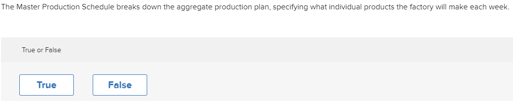 1. The Master Production Schedule breaks down the