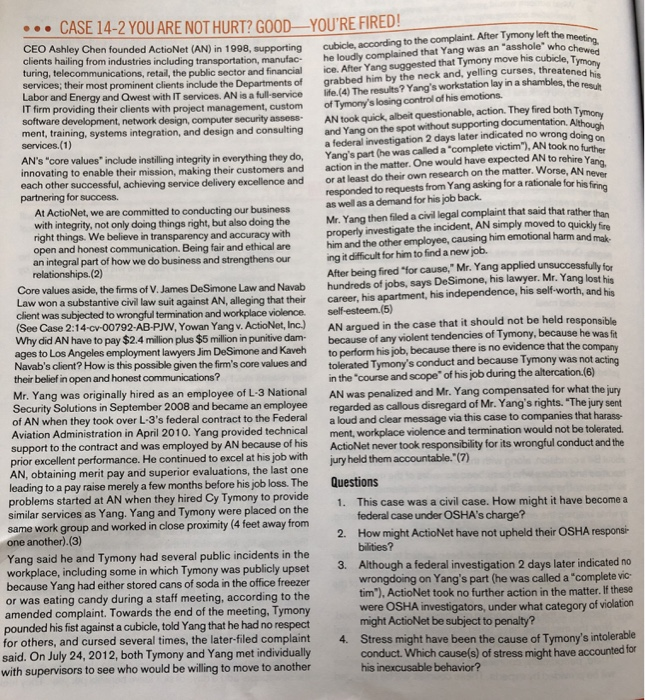 Please Help answer 1-4 after reading. ... CASE