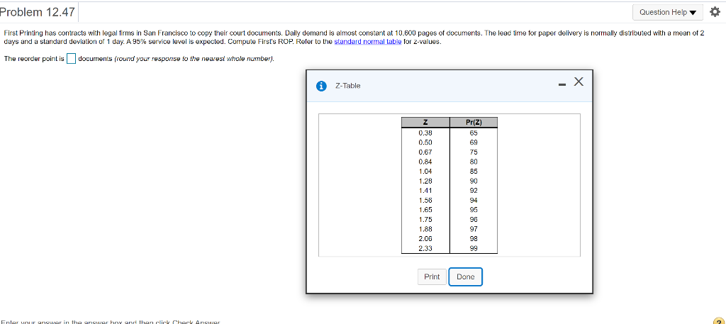 Problem 12.47 Question Help First Printing has