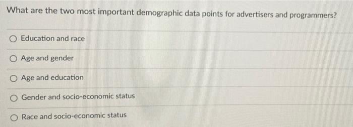 What are the two most important demographic data