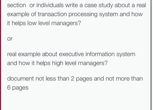 section or individuals write a case study about a