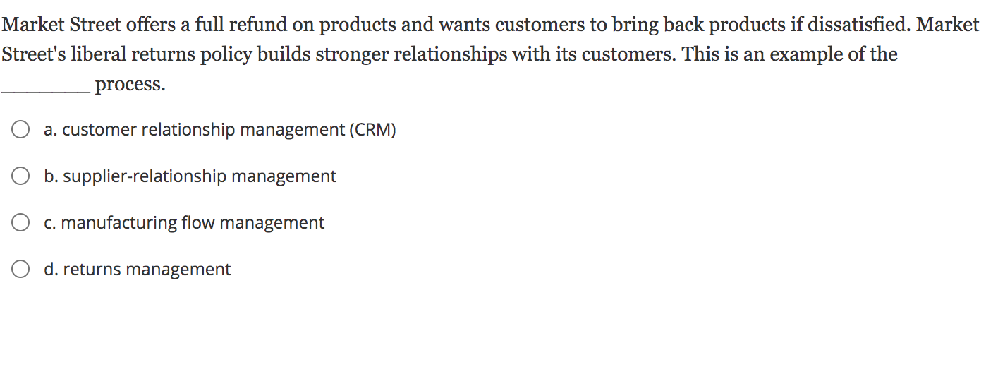 Market Street offers a full refund on products