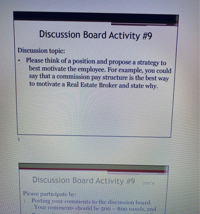 Discussion Board Activity #9 Discussion topic: